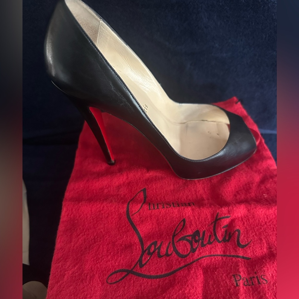 Christian Louboutin Black and Red Peep Toe Heels